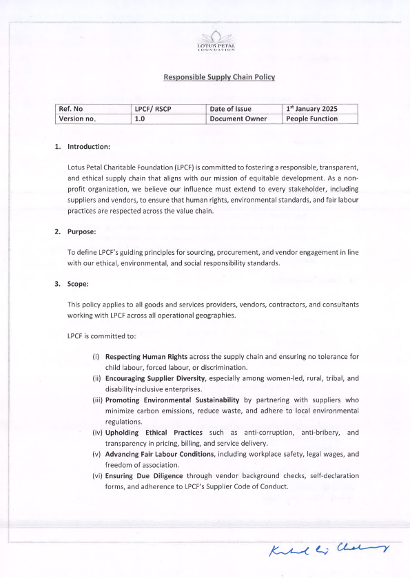 Responsible Supply Chain Policy